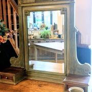 Antique bevelled mirror Farrow and Ball "Green Bancha"