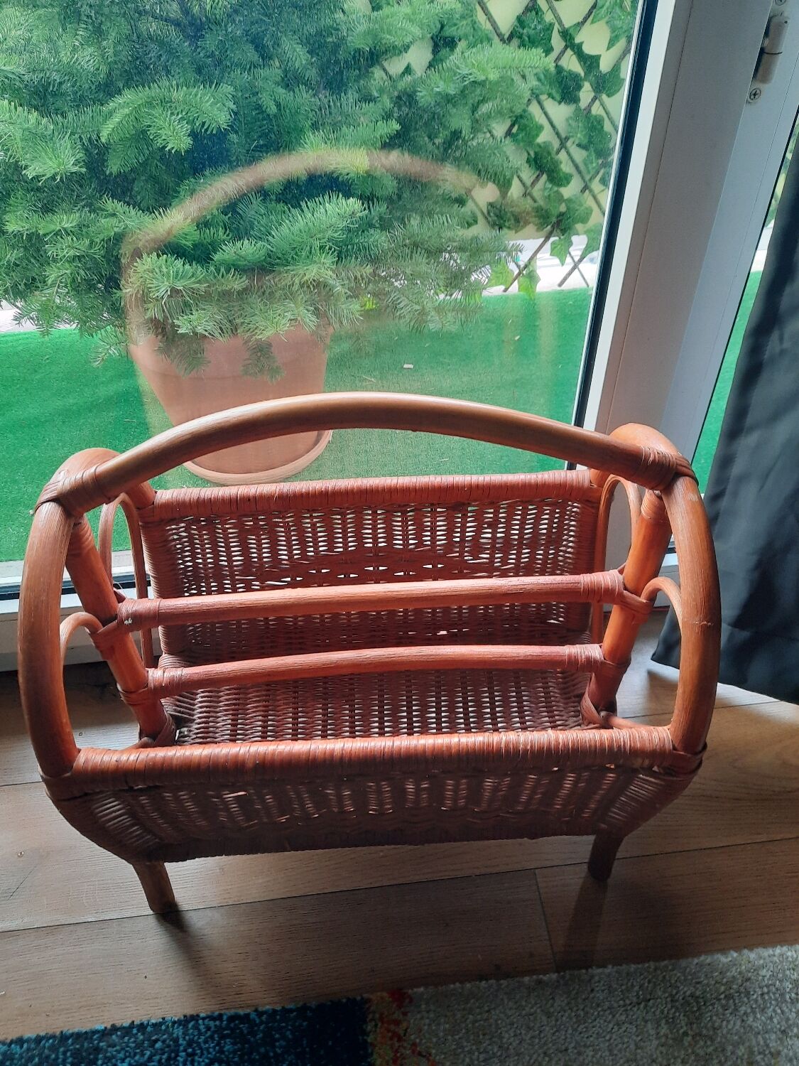 Rattan magazine holder