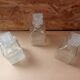 Set of 3 molded glass whiskey liqueur carafes + vintage stoppers