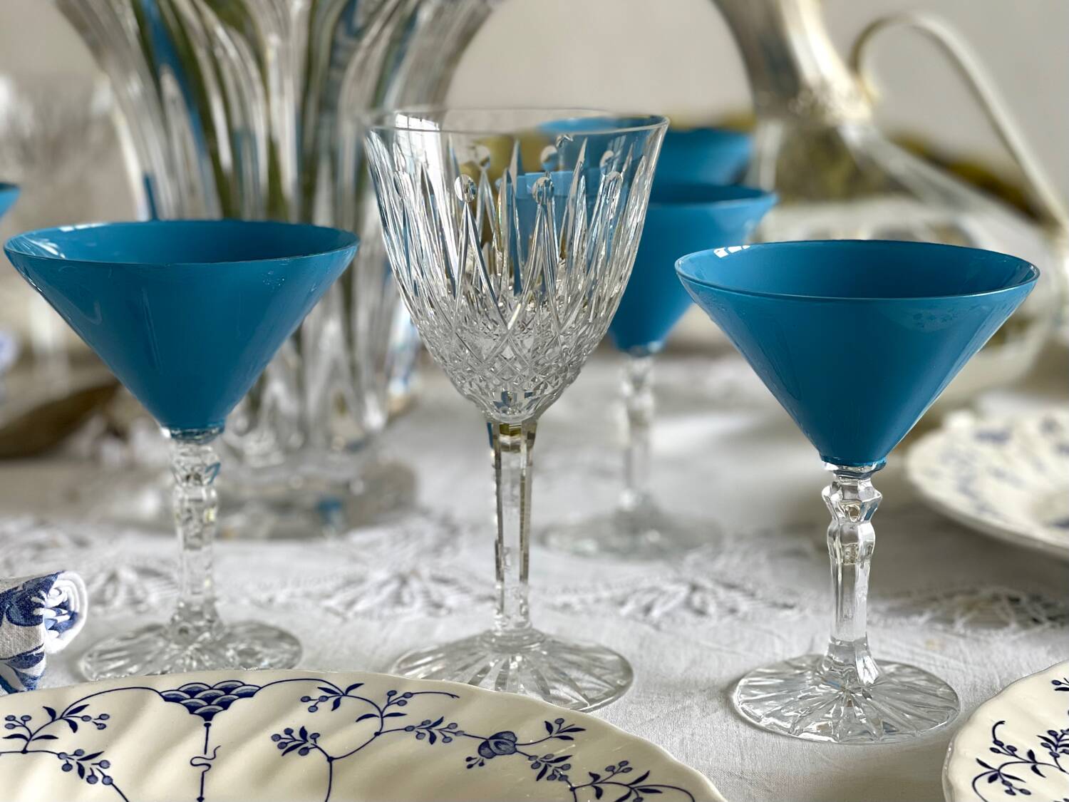 6 crystal cocktail glasses
