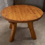 Table basse ronde en pin, Danemark 1960