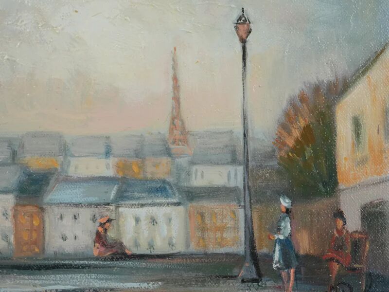 Michel Pabois: Paris, view over the rooftops, original oil on canvas signed.
