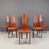 Vintage Leather Dining Chairs by Arper Italy, 1980s - Set of 6