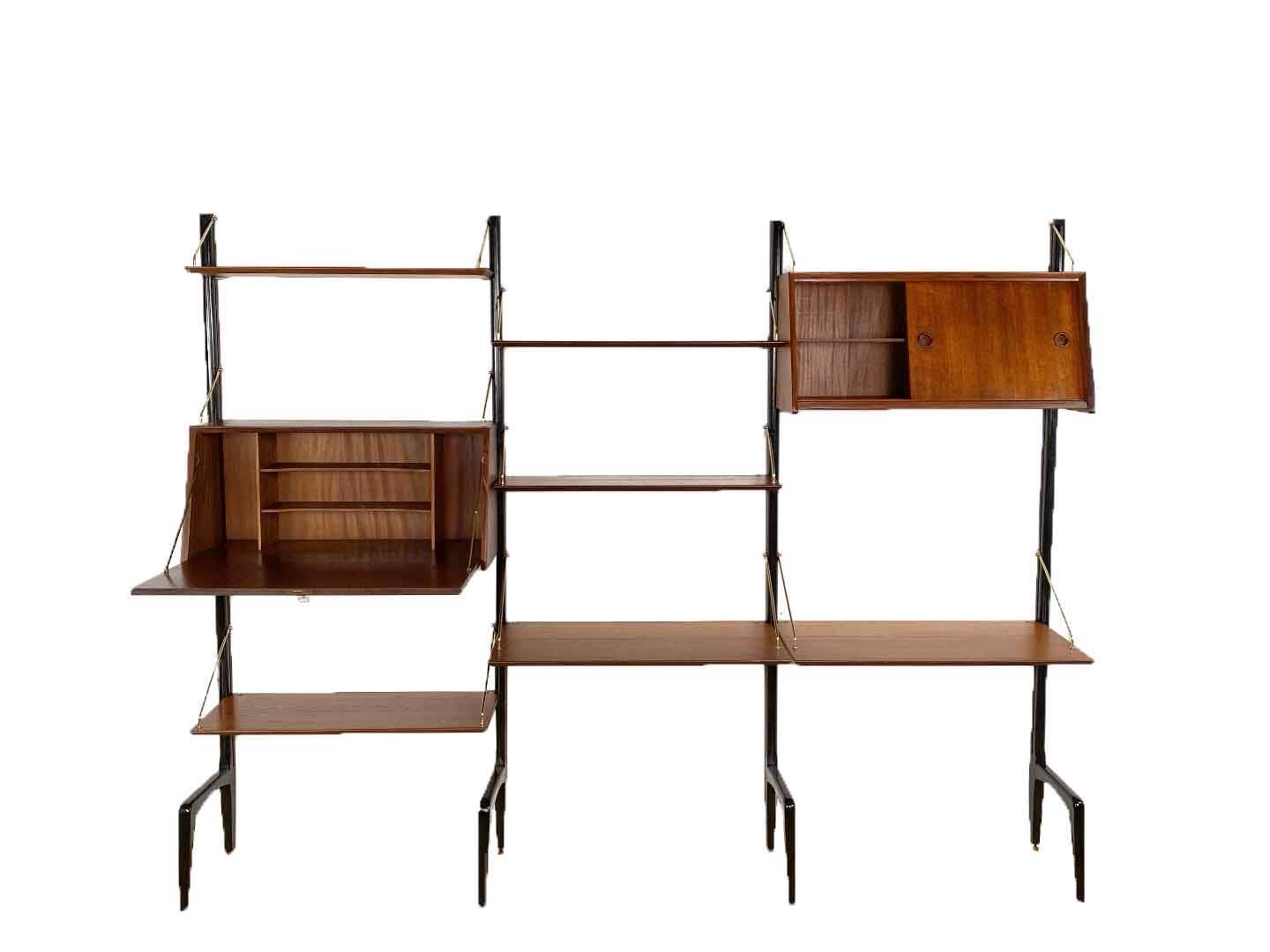 Vintage wall unit with two desks by Louis van Teeffelen for Wébé, 1950s