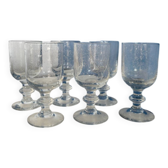 Set of 6 vintage wine glasses in bubble glass, retro chic style