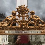 Golden mirror with pediment 134 x 77 cm