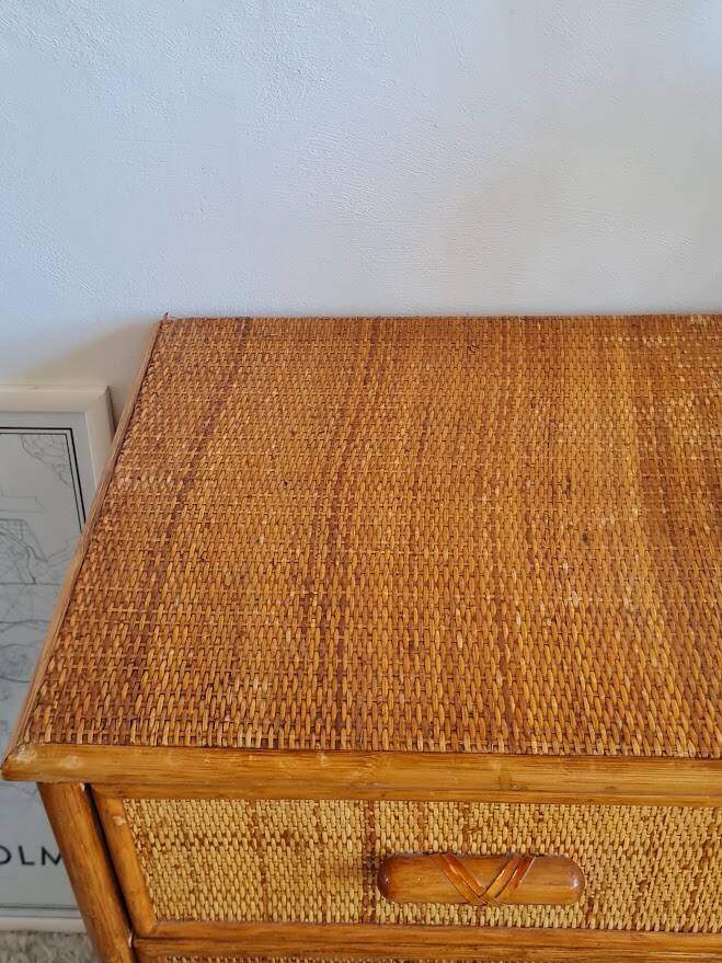 Commode en rotin, circa 1970