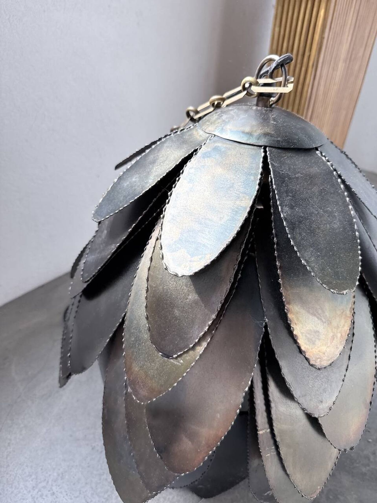 Brutalist suspension Jansen metal welded flower