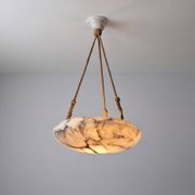 Timeless Art Deco pendant lamp in carved alabaster with black veins, 1920s