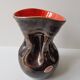 Ceramic vase Pearly black / red Free form - 60s design signed L Bro