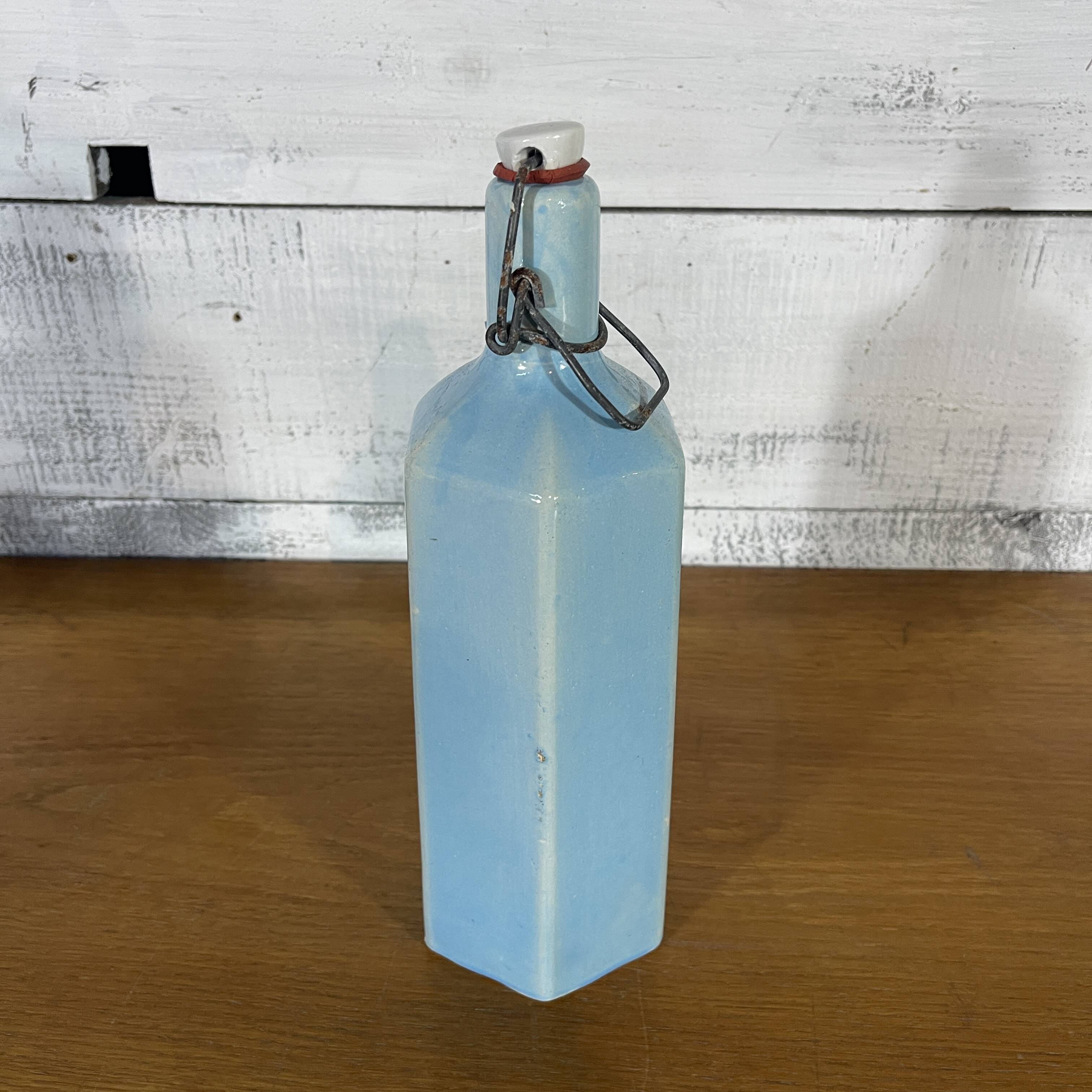 Blue glazed stoneware bottle