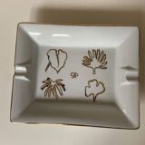 Old rectangular Limoges Porcelain Ashtray: Leaf designs signed GP
