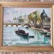 Oil Painting on Canvas Paris on the Seine - signed Raphael Pricert 1903 -