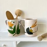 3 chops in cracked ceramic flowers