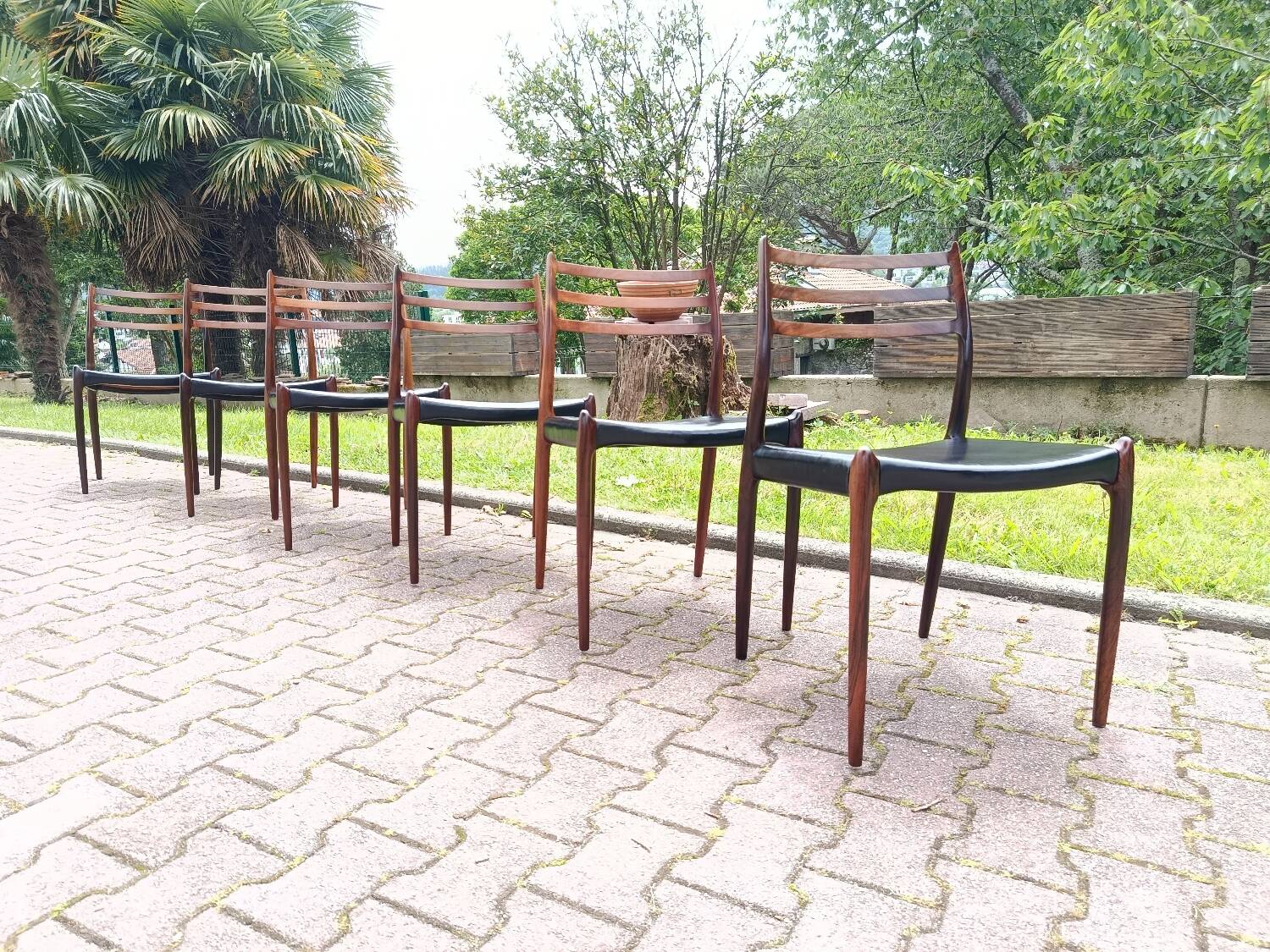 6 chaises Niels Otto Moller no78 en palissandre et cuir