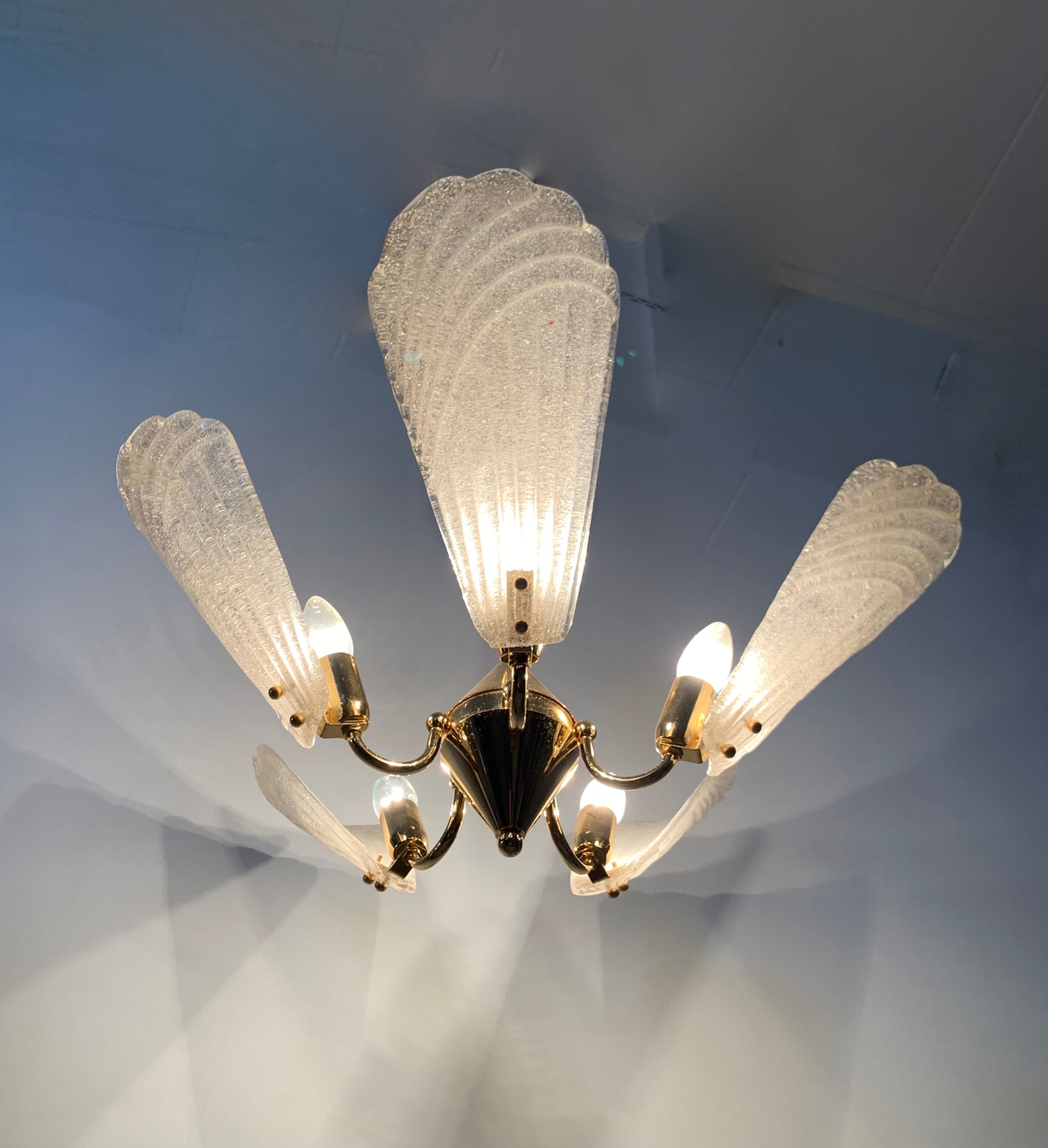 Italian murano glass chandelier hollywood regency design , 1970’s