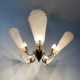 Italian murano glass chandelier hollywood regency design , 1970’s