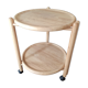 Vintage round service with foldable honey wooden wheels with 2 retractable trays (1 turn)