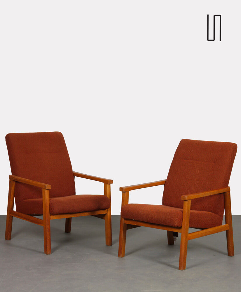 Paire de fauteuils en bois des années 1970