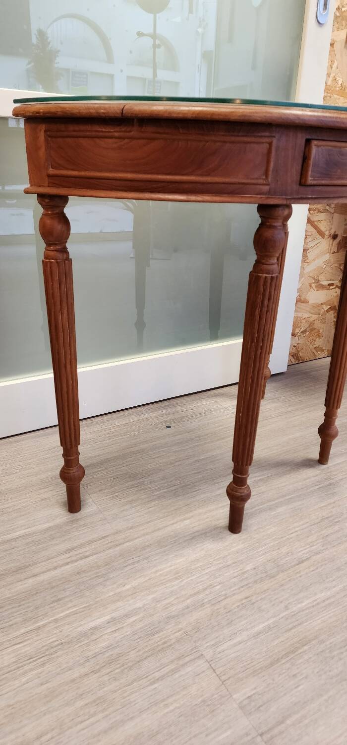 Half-moon console with glass top