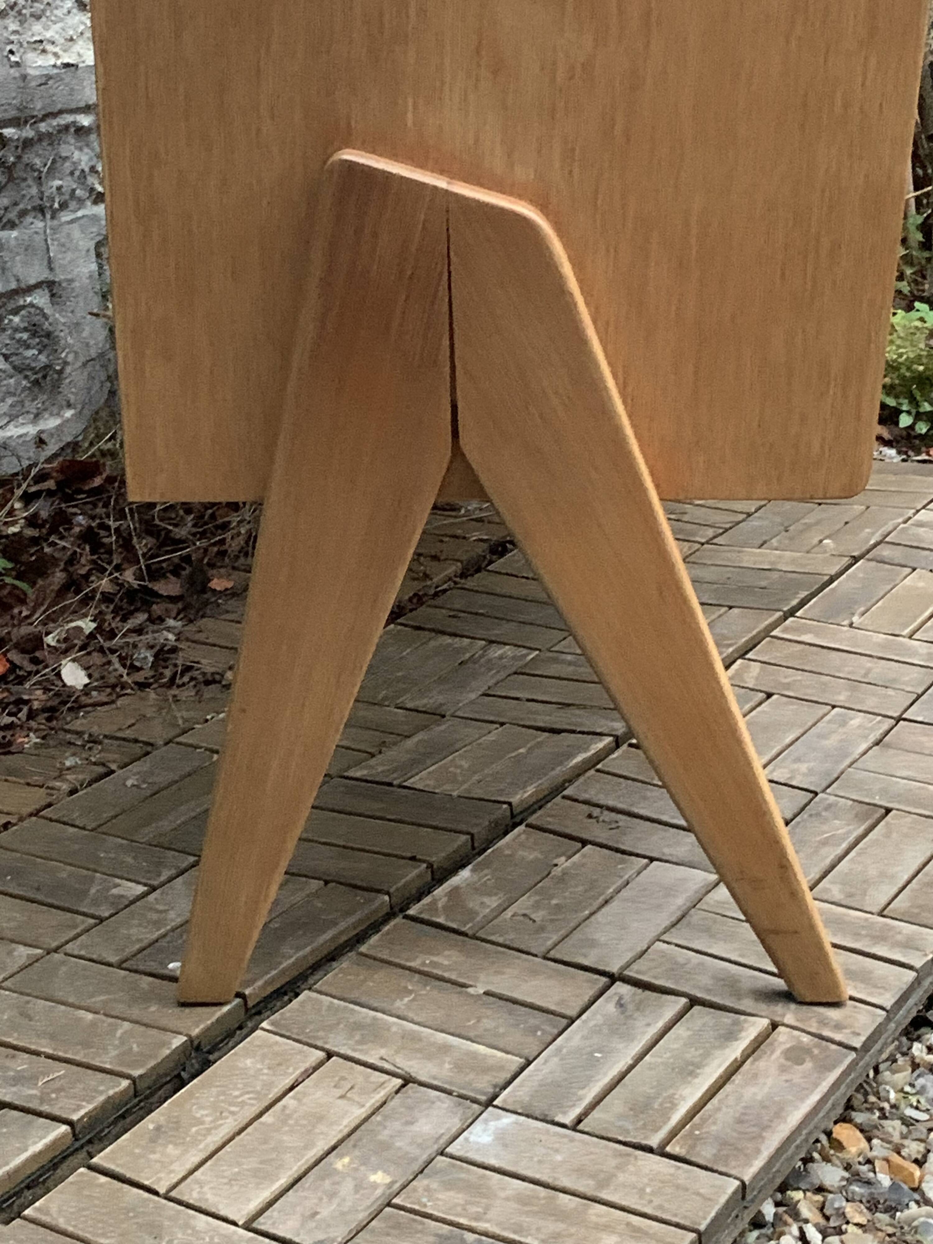 Vintage chest of drawers with compass legs, light oak, 1960s