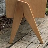 Buffet commode vintage pieds compas chêne clair 1960
