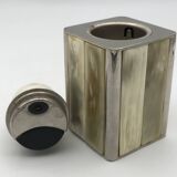 Large Vintage Collection TABLE LIGHTER in chrome-plated metal and horn