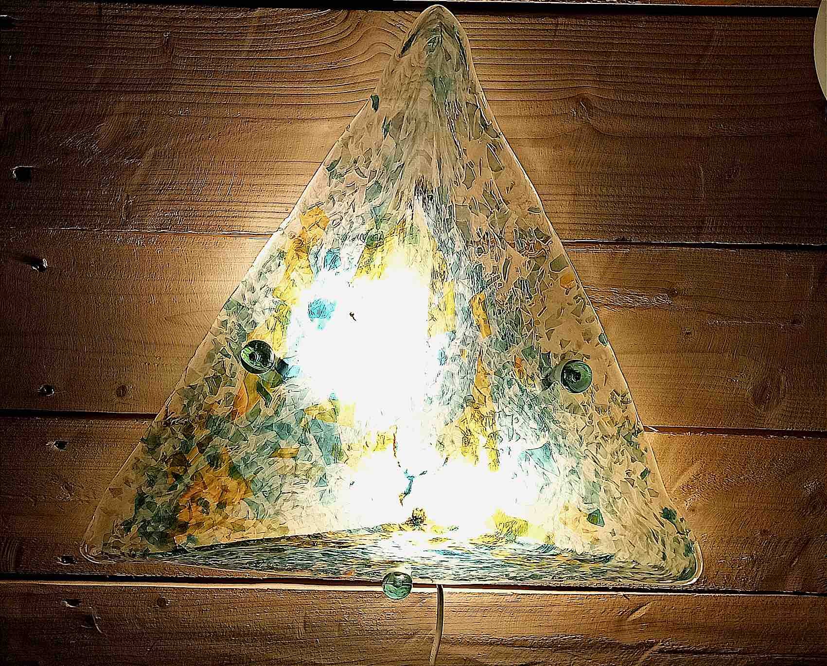 Triangular Murano light fixture (ceiling light or wall light) 1970s Height 48 cm