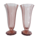 Paire de vases en cristal rose foncé art déco