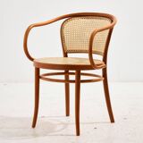 Beech and rattan armchair