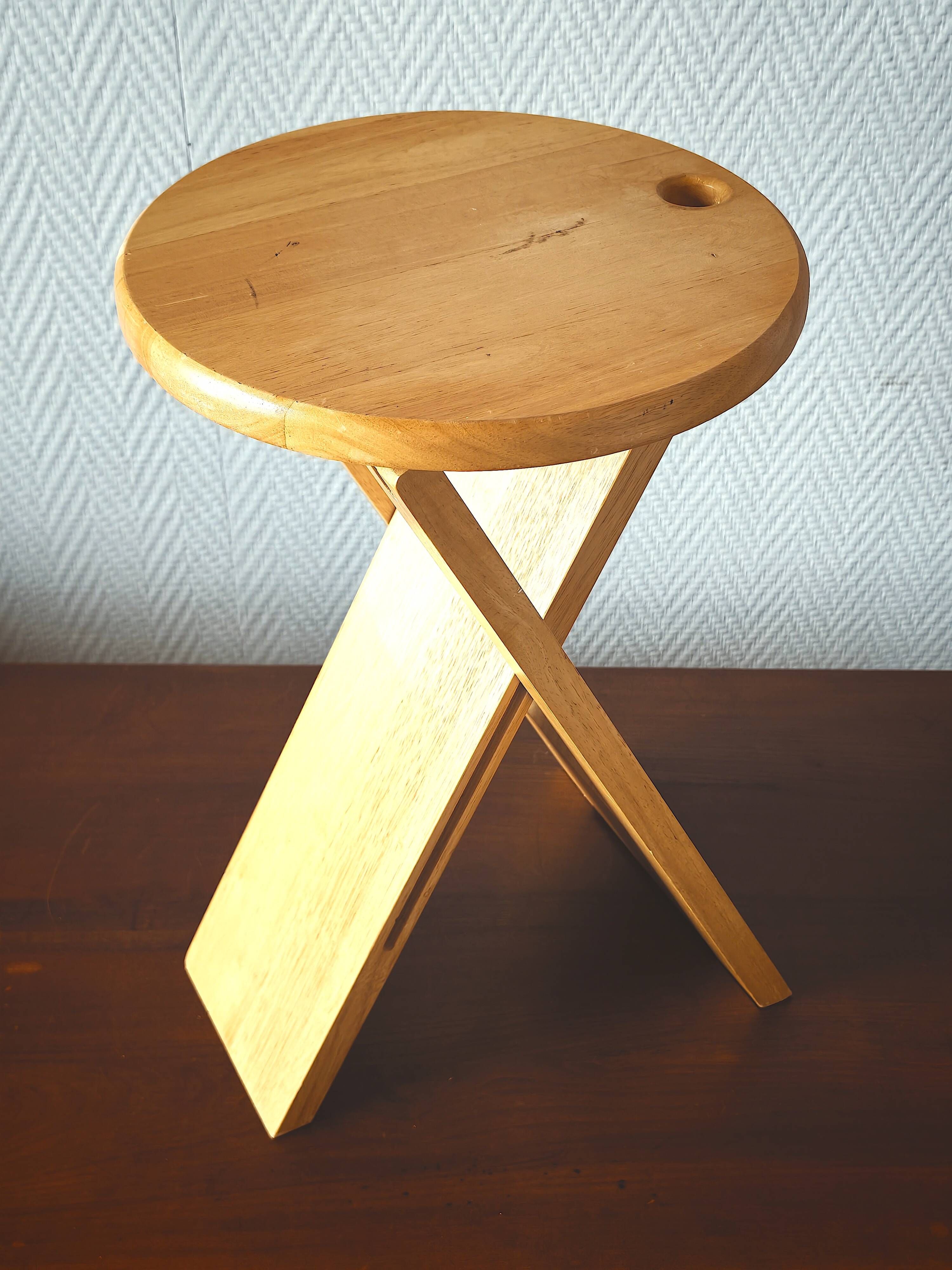 Tabouret pliant en bois 1980