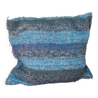 Housse de coussin artisanale en coton recyclé tissé main