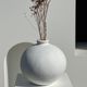 Handcrafted terracotta ball vase painted white H:24 D:26