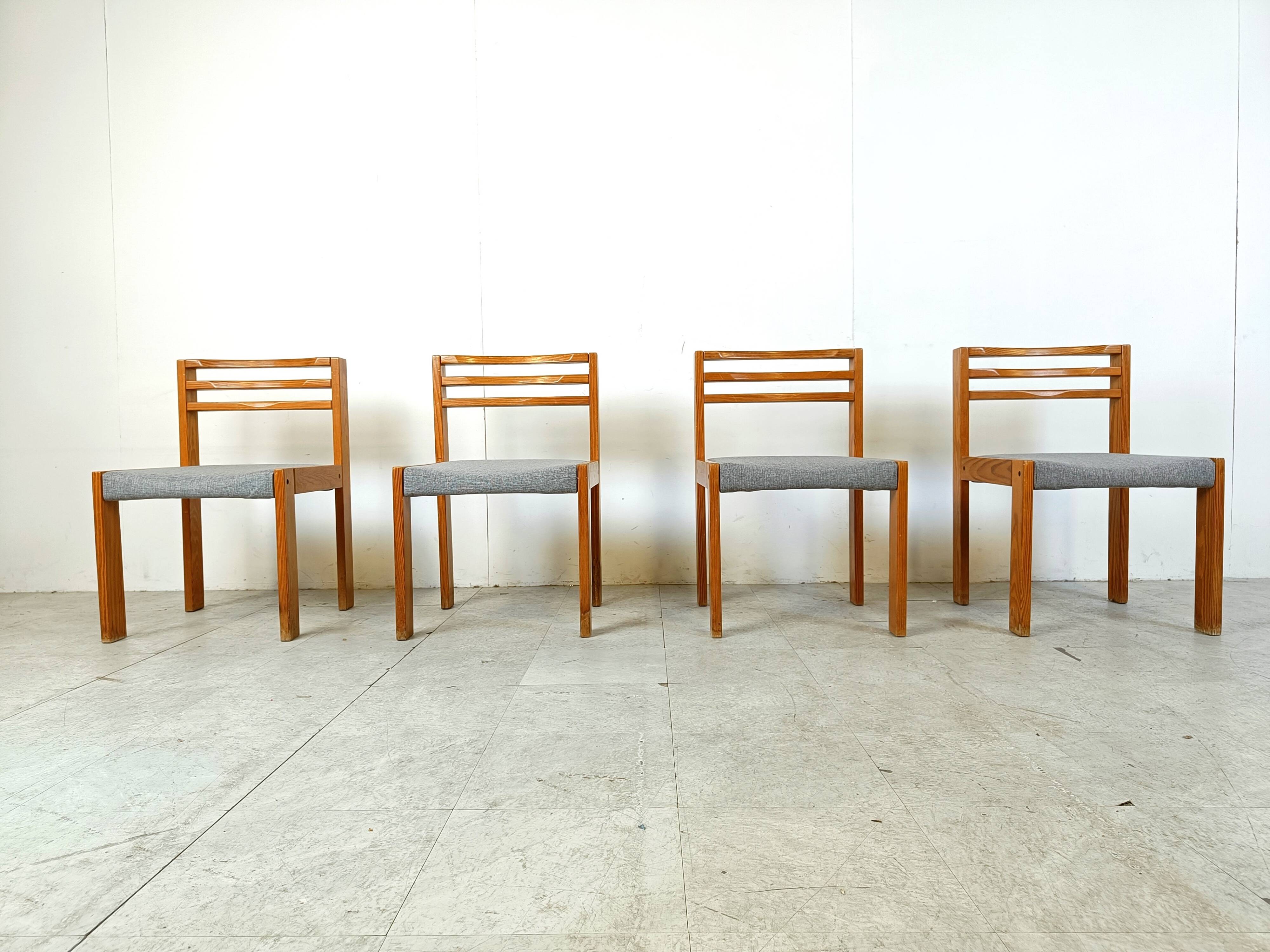 Set of 4 pine wood SG 1200 dining chairs by Cees Braakman, 1970s