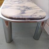 Vintage rectangular coffee table italy 1970 in marble and chrome