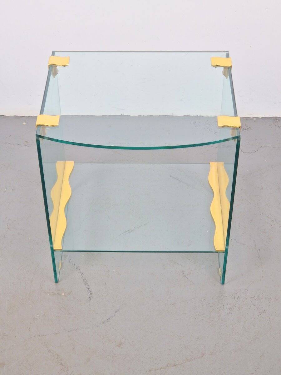 Vintage Regency Brass and Glass Side Table, 1970s