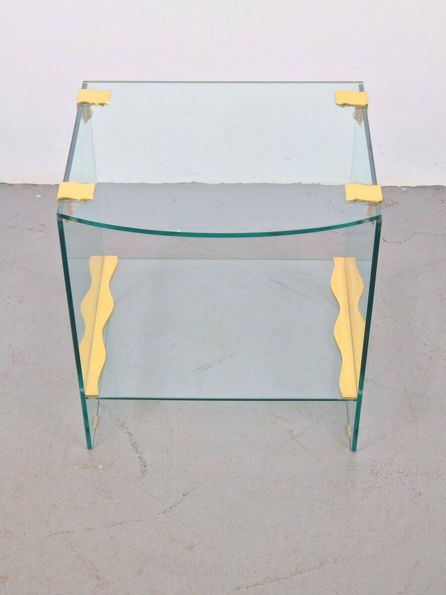 Vintage Regency Brass and Glass Side Table, 1970s