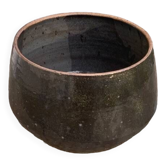 Glazed ceramic pot cover, brown, vintage 1970