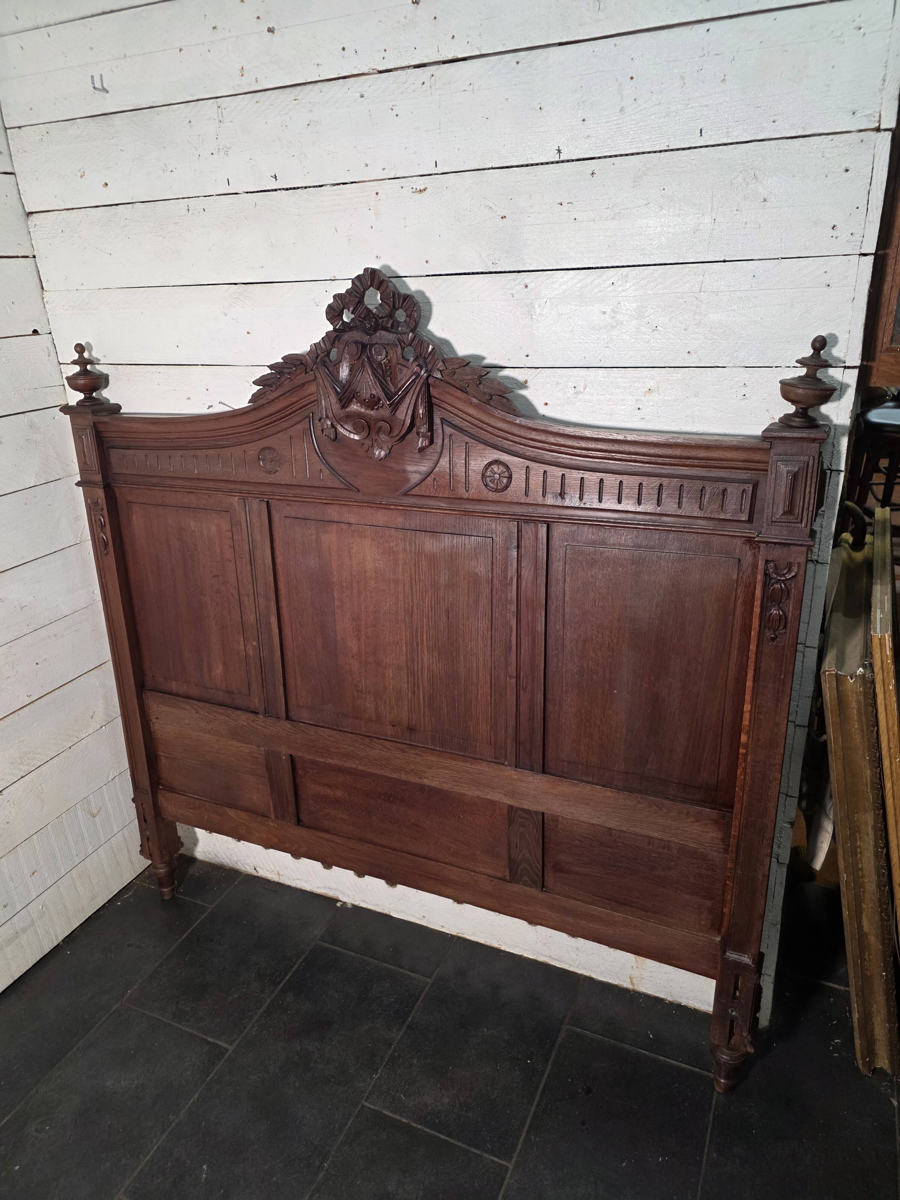 Antique solid oak headboard
