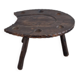 Brutalist hand-carved horse-shoe shaped gaming / coffee table, 1960s