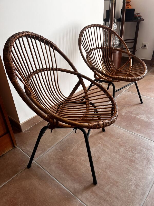 Fauteuils coquille années 60