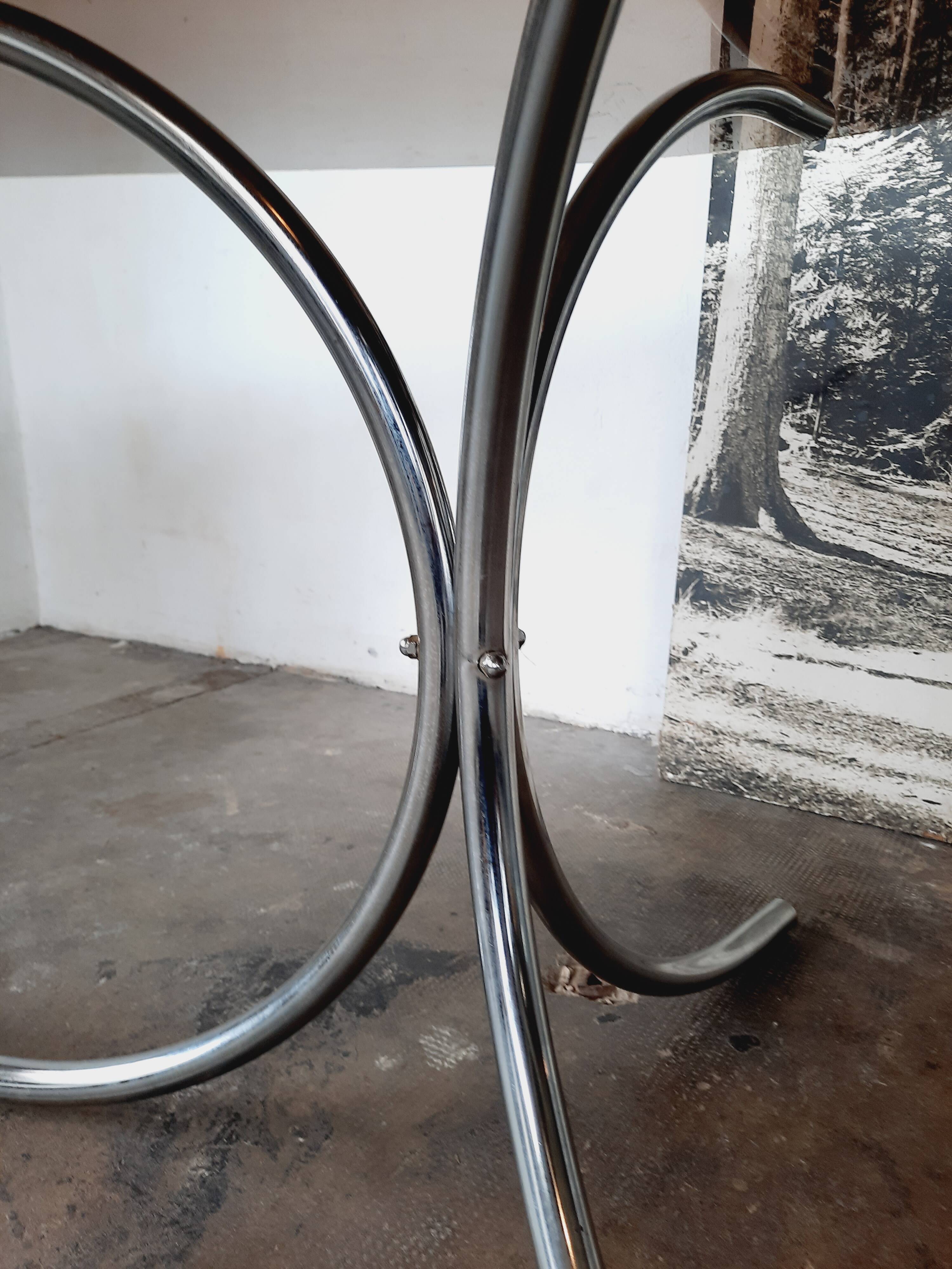 Large chrome and smoked glass table from the 70s