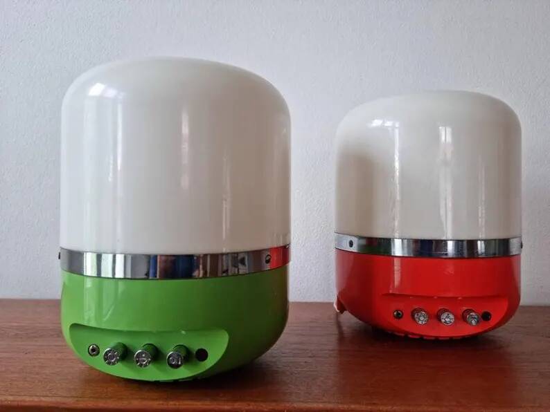 Set of Two Midcentury Table Lamps, Space Age, Adriano Rampoldi, Italy, 1970s