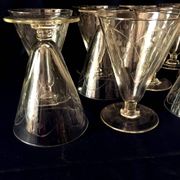 Set of 10 engraved glass water glasses from the 1930s 1940s tabletop art