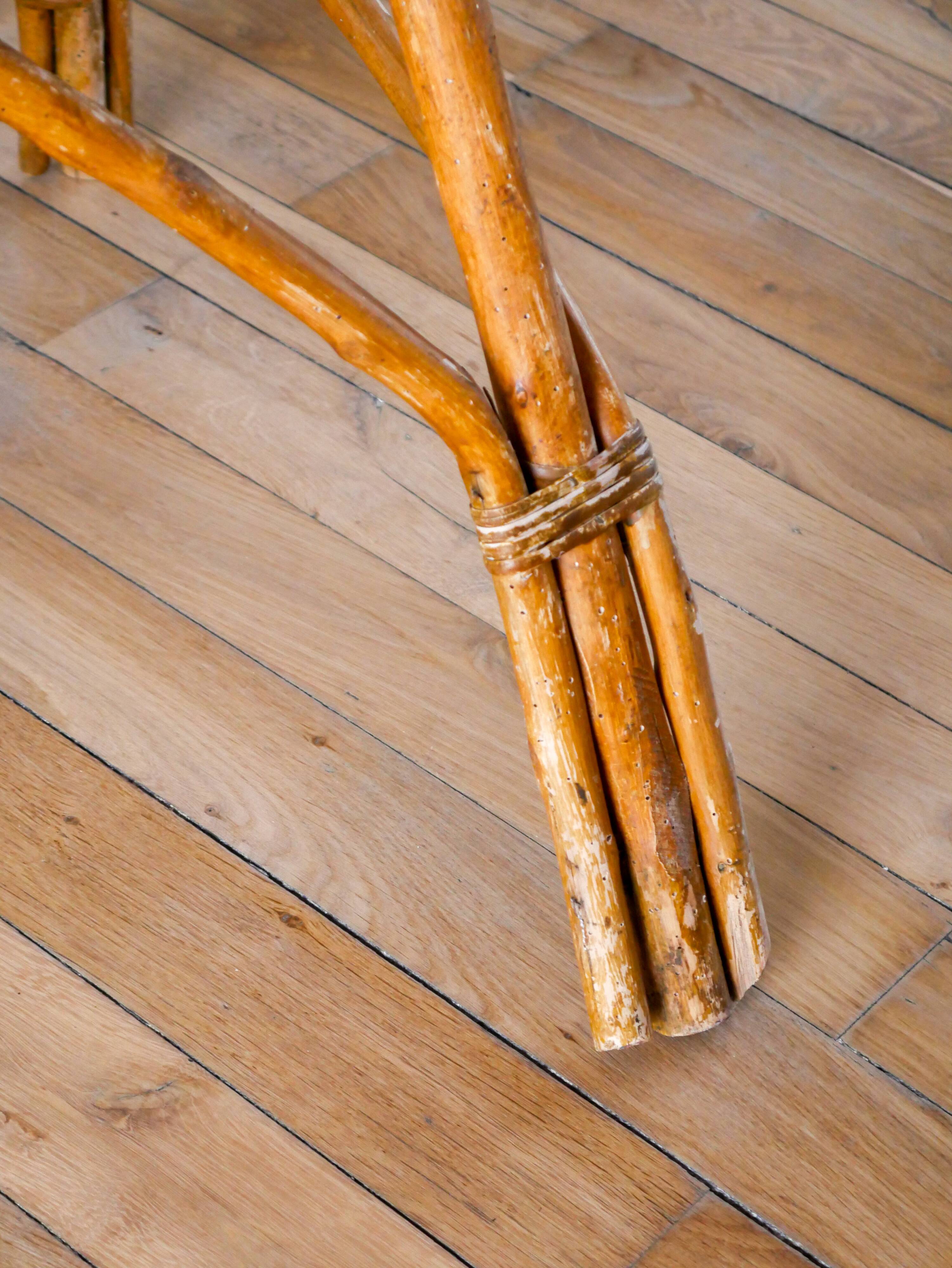 Shell armchair in rattan and bamboo, early 20th century