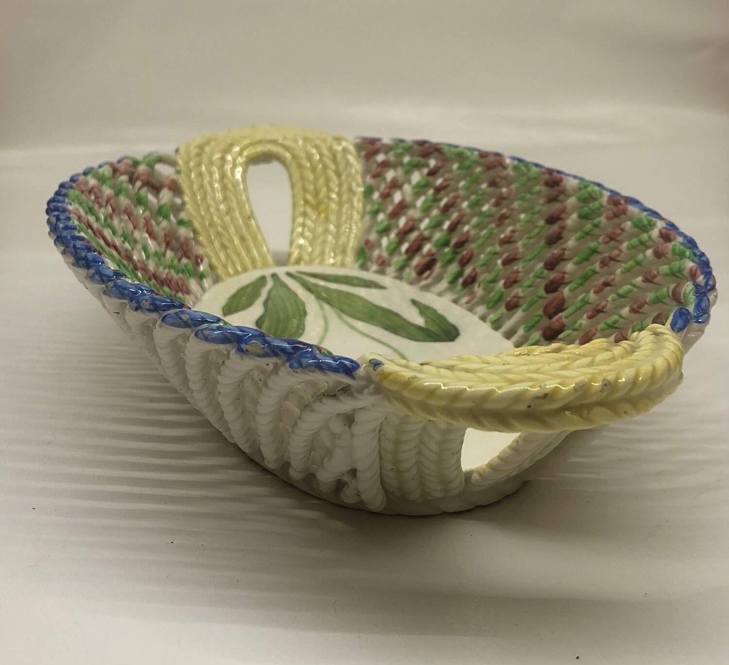 Vintage Spanish ceramic basket dish