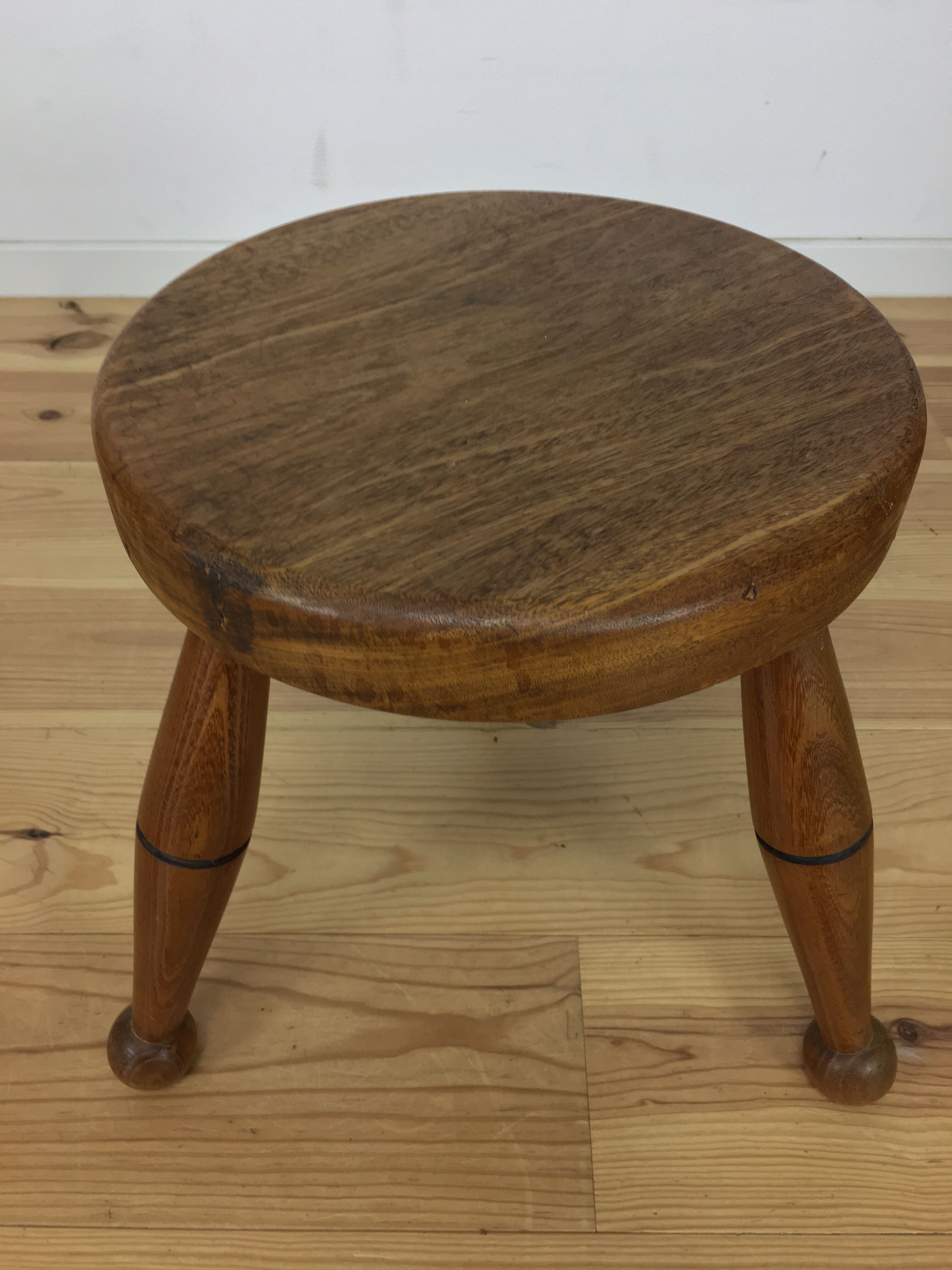 Art deco solid oak tripod stool