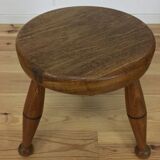 Tabouret tripode chêne massif art déco