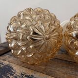 Trio of golden globe wall or ceiling lights