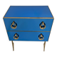 Blue Mirrored Chest of Drawers with Brass Details, Mid-Century Modern Style